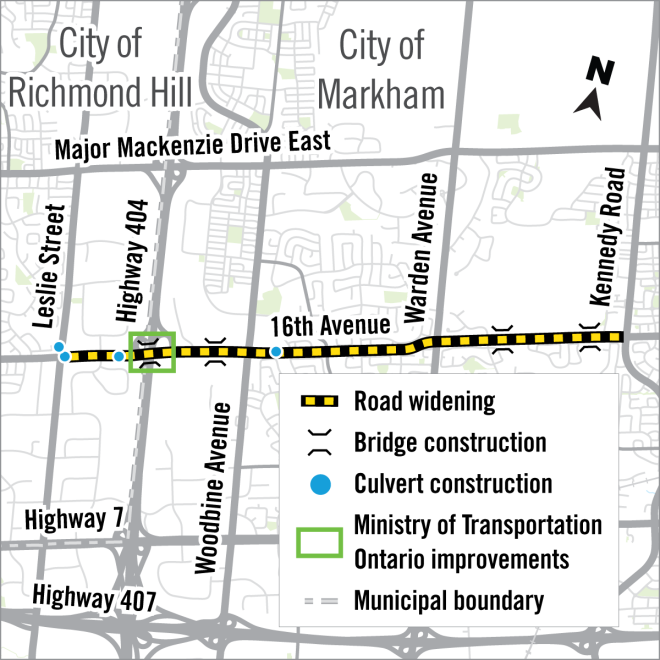 map of construction area for 16th Ave Improvement Project