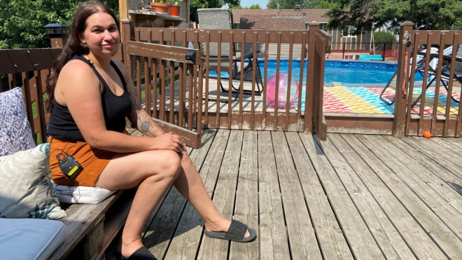 Maryse Chaussé was shocked to find people simming in her pool (CTV News / Christine Long)