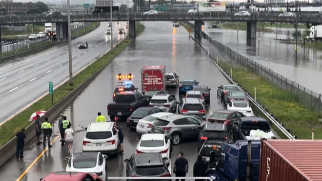 Record-breaking rainfall wreaks havoc on Montreal roads | CTV News