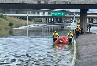 皮尔逊机场暴雨创纪录：401高速公路司机被用船救出，这里封路