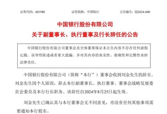 突发！57岁刘金提前辞任中行行长 葛海蛟代为履职