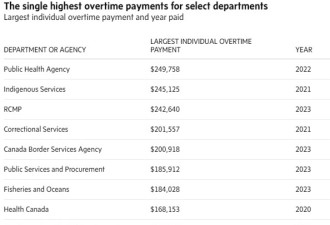 惊呆！加拿大公务员个人领加班费一年$24万！CRA也被点名！
