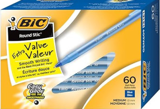 BIC Round Stic Extra Life 圆珠笔，中号（1.0 毫米）