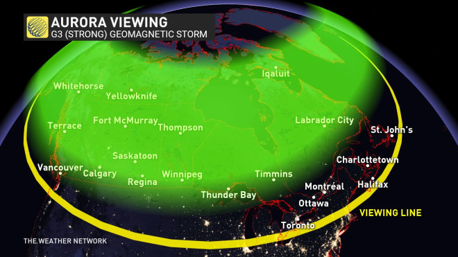 Aurora Viewing Arc - G3 geomagnetic storm