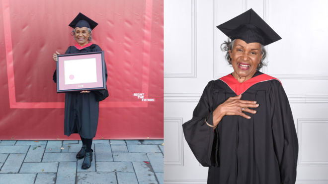 At the age of 87, Markham resident Hortense Anglin graduated with an Honours degree in Religious Studies. (Supplied)