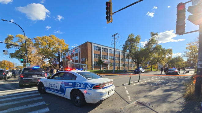 Montreal police (SPVM) are investigating after four teens were stabbed during an altercation outside of a school on Oct. 24, 2024. (Xavier Duranleau, CTV News)