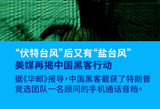 美媒揭中国&quot;盐台风&quot;黑客行动 特朗普顾问通话遭截