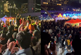 太壮观!多伦多万人挤爆市政广场!集体狂欢热舞,规模堪比跨年夜!