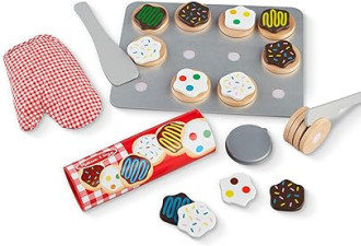 Melissa &amp; Doug 切片和烘烤木制饼干玩具食品套装