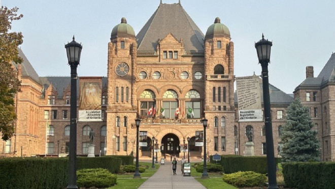 The exterior of the Legislative Assembly of Ontario on Oct. 30, 2024.