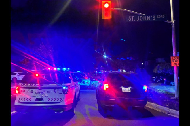 Police cruisers closed access to Trent Street from St. John's Sideroad.