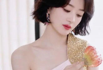 赵丽颖斜肩粉裙超靓丽!雪肤玉貌身材美得让人窒息