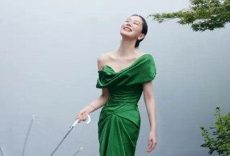 46岁海清医美后大变样，穿绿色斜肩裙亮相状态回春，科技美真强大