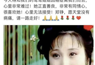 《红楼梦》又一演员被曝病重 进临终病房