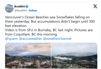 倒反天罡：温哥华降大雪，今年比多伦多还早