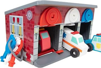 Melissa &amp; Doug 钥匙和汽车木制救援车和车库玩具