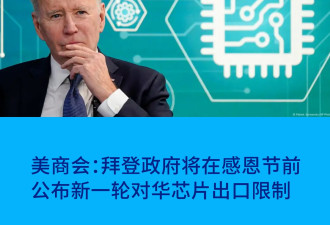 拜登政府将在感恩节前公布新一轮对华芯片出口限制