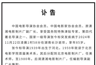 著名导演张今标突发疾病在长沙逝世 享年85岁