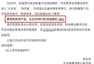 比亚迪，给供应商留条活路吧