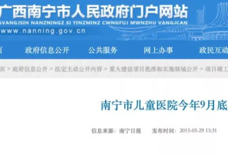 广西南宁市儿童医院建了9年，至今没开业