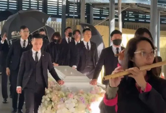 琼瑶花葬，儿媳掩面哭泣，儿子捧骨灰盒神情凝重