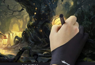 HUION 防污艺术家手套，适用于图形笔绘图平板显示