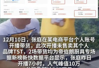 张庭复出直播一天赚20万！多名劣迹艺人直播
