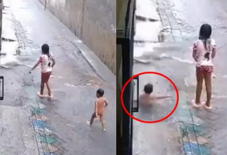姊姊指了一下 3岁弟弟掉进下水道瞬间灭顶