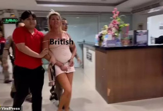 英国女子要在泰国酒店大堂和男友亲密，还打碎玻璃桌