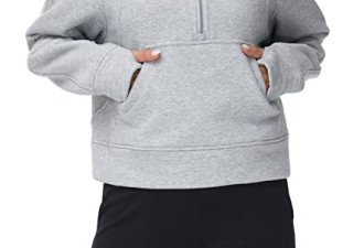 8.5 折, THE GYM PEOPLE 女式半拉链套头羊毛立领短款运动衫