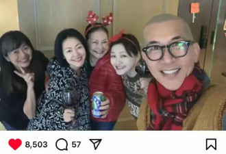 跨年夜小S晒全家福，大S素颜白到发光，戴全套首饰还做“贵妇梦”