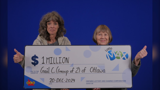 Two Ottawa friends are $1 million richer after winning a Maxmillions prize in the Lotto Max draw that happened Nov. 22, 2024. (Lotto Max/ handout)