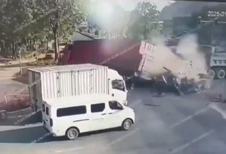 比亚迪“撞飞货车”炸成碎片 恐怖画面曝光