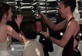 霍启仁携未婚妻参加友人婚礼，女方弯腰驼背气质一般