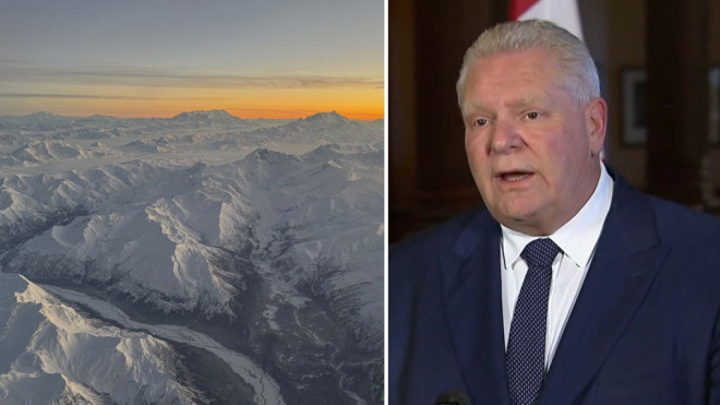 Ontario Premier Doug Ford is seen next to an image of Alaska in this combination image. (AP /CTV)