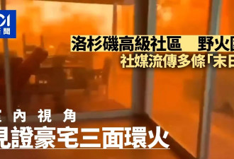 LA大火震撼视频：室内视角 见证豪宅“三面环火”