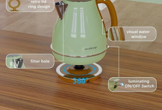 Evoloop 1.7L 电水壶，不含 BPA 茶壶，热水锅炉加热器