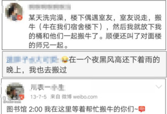 大学生白天上课 晚上“搬牛” 校方:学校传统