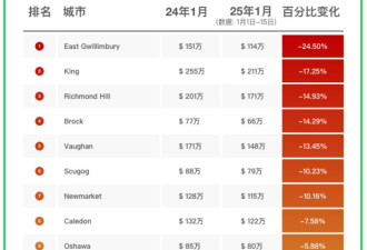 51独家发布：GTA房价跌麻了，1月所有类型房屋价格同比都下跌