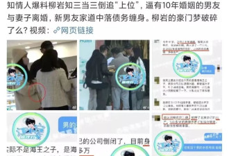 曝柳岩知三当三倒追“上位”？男方净身出户