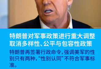 特朗普再签行政令 取消军队"DEI"政策