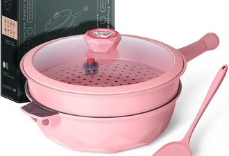 tiborang 8 in 1煎锅不粘着盖子感应，11英寸大煎锅