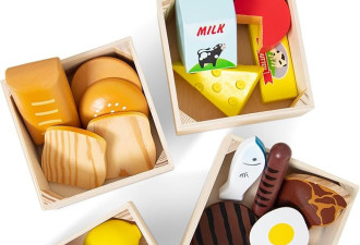 Melissa＆Doug Food Groups- 21个木制碎片和4个板条箱