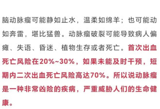 知名女演员突然确诊 “一旦破裂，死亡率极高”