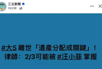 大S遗产分配引热议，细看资产问题很大