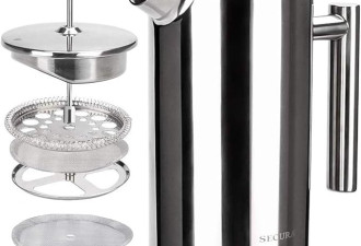 Secura French Press咖啡机，304级不锈钢绝缘咖啡出版社
