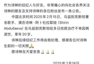 20岁女歌手诗琳不幸去世，就读清华大学二年级，多次登上央视舞台
