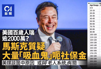 马斯克指逾2千万百岁人瑞领社保 美媒谈个中原因