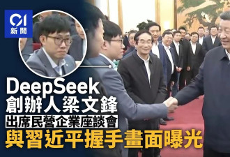 DeepSeek梁文锋出席民企座谈 与习近平握手画面曝光