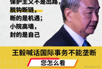 王毅喊话国际事务不能垄断 美俄中三角关系质变？